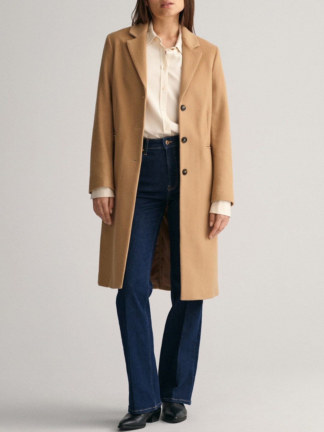 

GANT Notched Lapel Longline Overcoat, Khaki