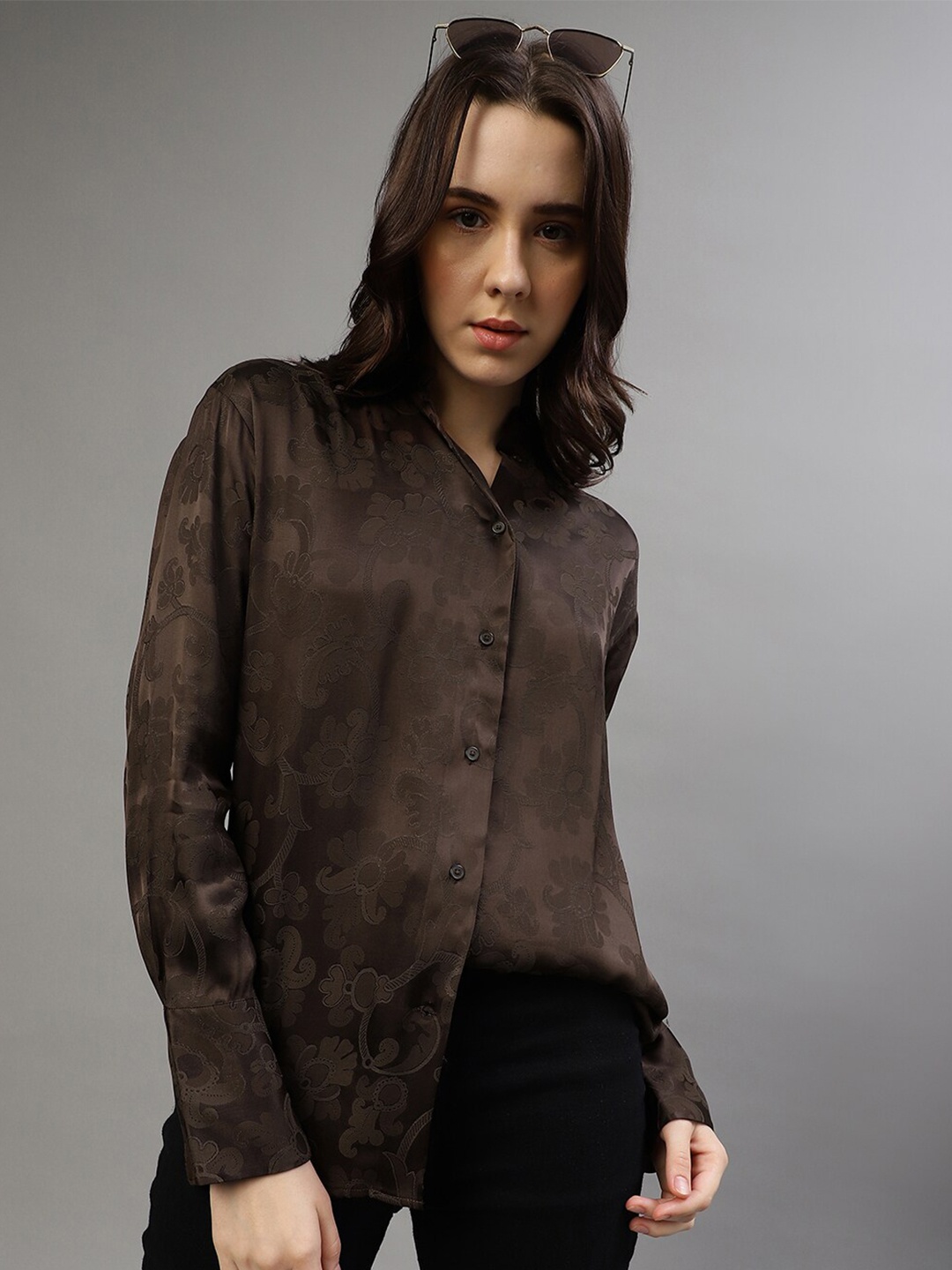 

GANT Relaxed Fit Floral Self Designed Casual Shirt, Brown