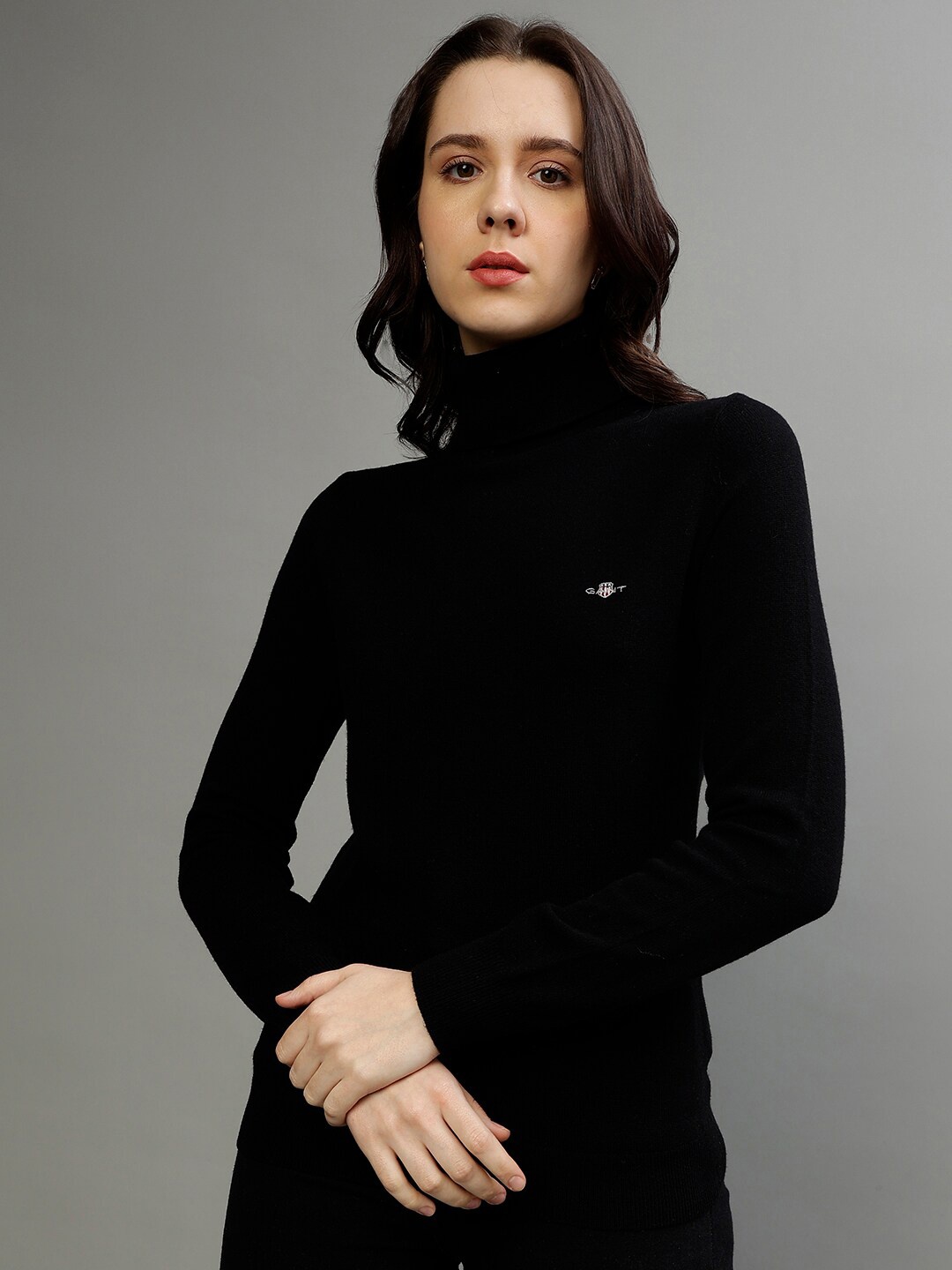 

GANT Turtle Neck Long Sleeves Pullover, Black