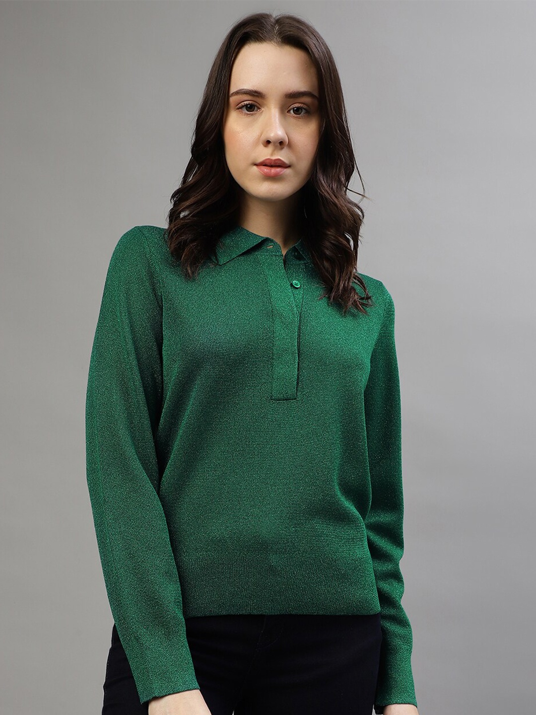 

GANT Spread Collar Ribbed Pullover, Green