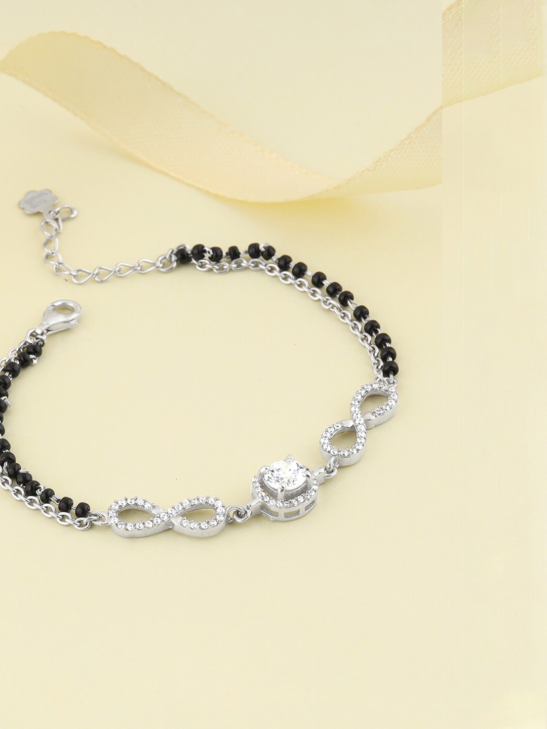 

GIVA Women 925 Sterling Silver Rhodium-Plated Adjustable Mangalsutra Link Bracelet