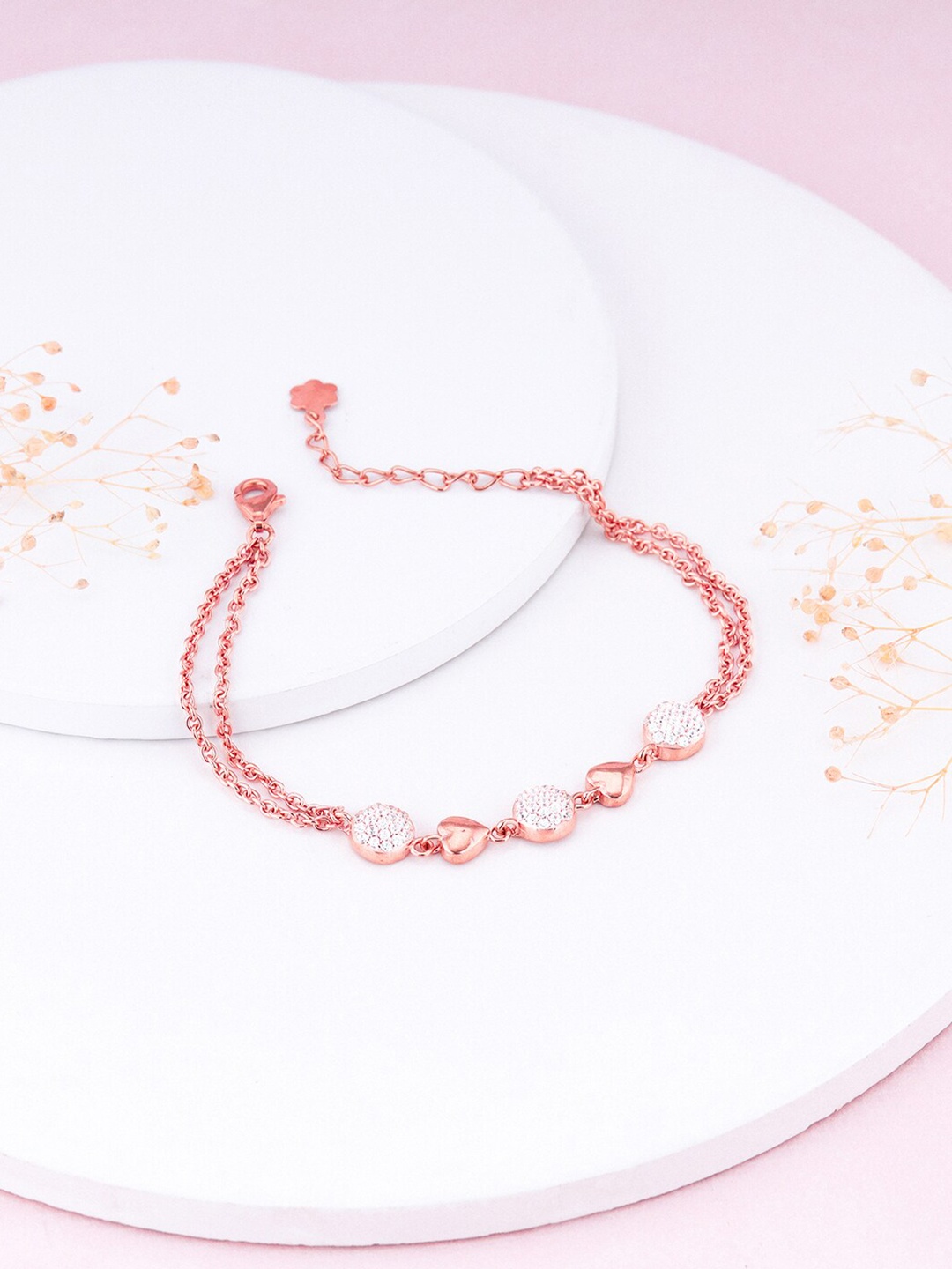 

GIVA Women 925 Sterling Silver Rose Gold-Plated Adjustable Link Bracelet