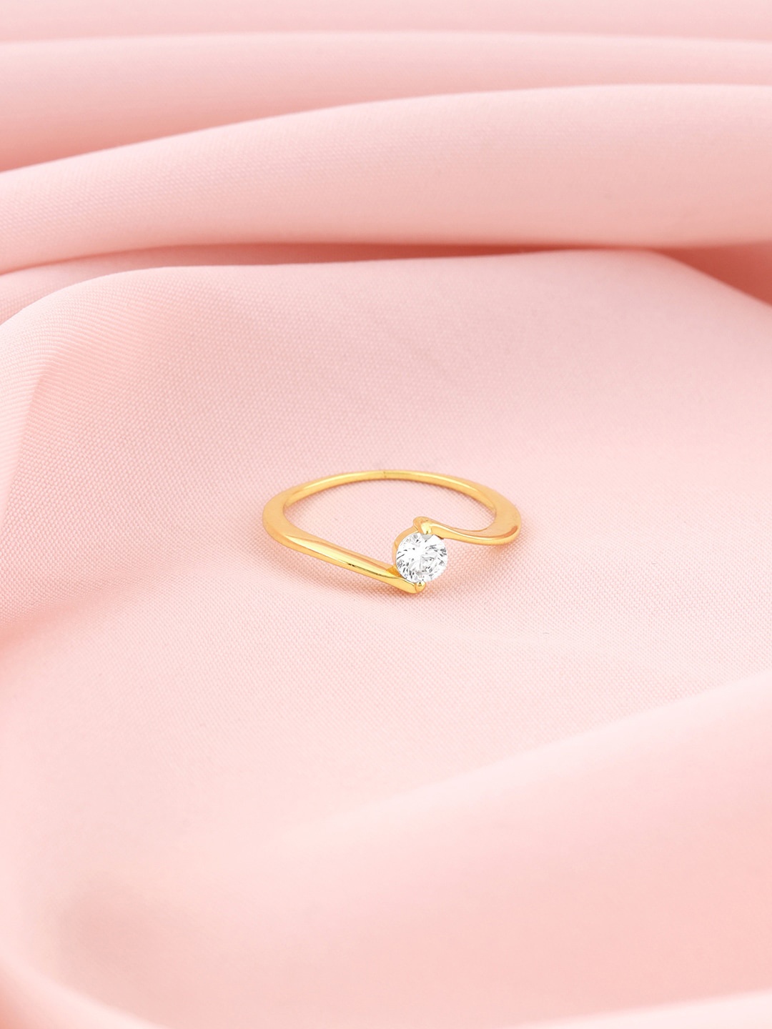 

GIVA 925 Sterling Silver Gold-Plated Stone-Studded Finger Ring