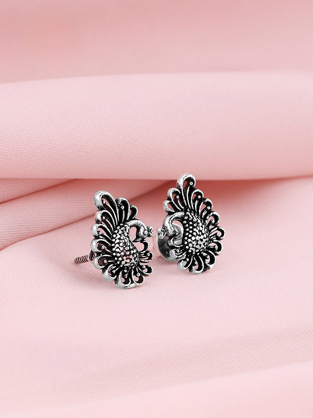 

GIVA 925 Oxidised Silver Peacock Shaped Studs Earrings