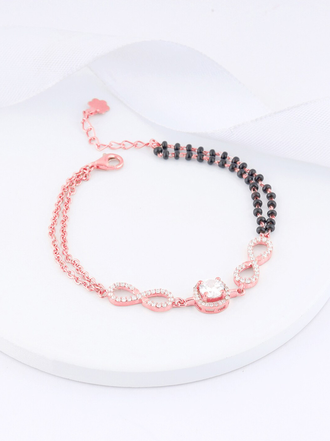 

GIVA Women 925 Sterling Silver Rose Gold-Plated Adjustable Mangalsutra Link Bracelet