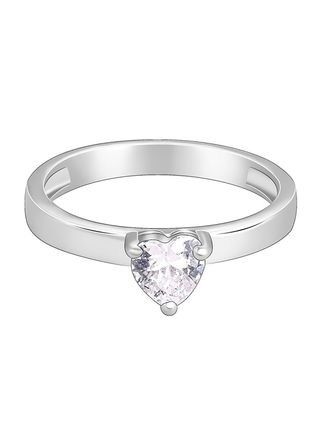 

GIVA 925 Sterling Silver Rhodium-Plated Stone-Studded Finger Ring