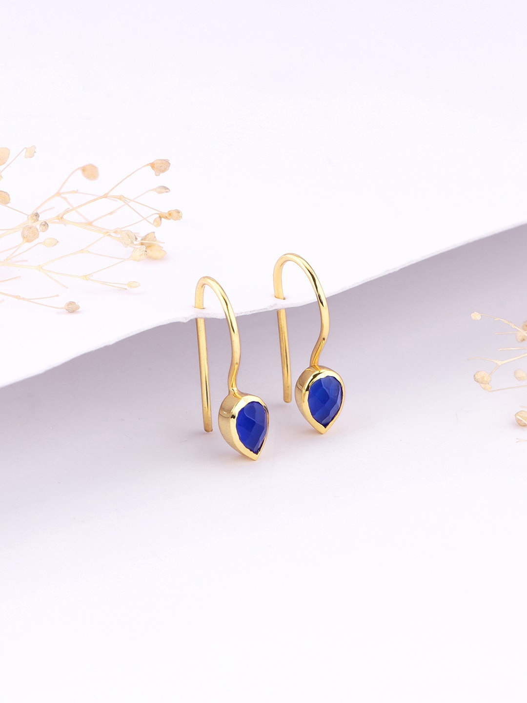 

GIVA 925 Sterling Silver Gold-Plated Teardrop Shaped Drop Earrings
