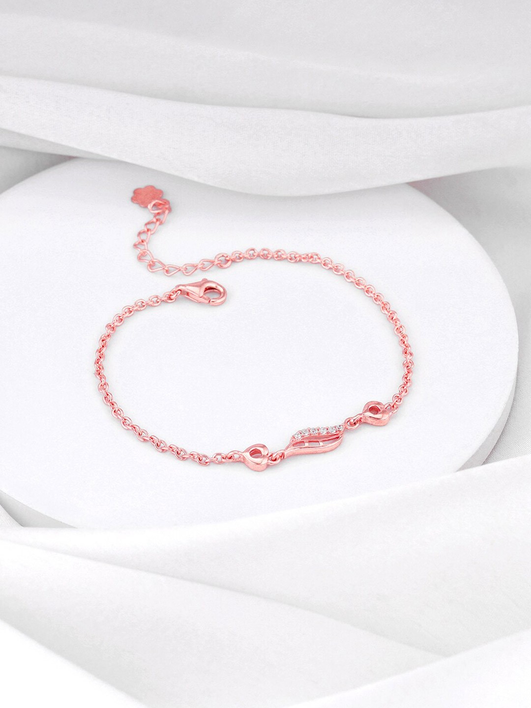 

GIVA Rose Gold-Plated 925 Sterling Silver Rose Stone-Studded Wraparound Bracelet