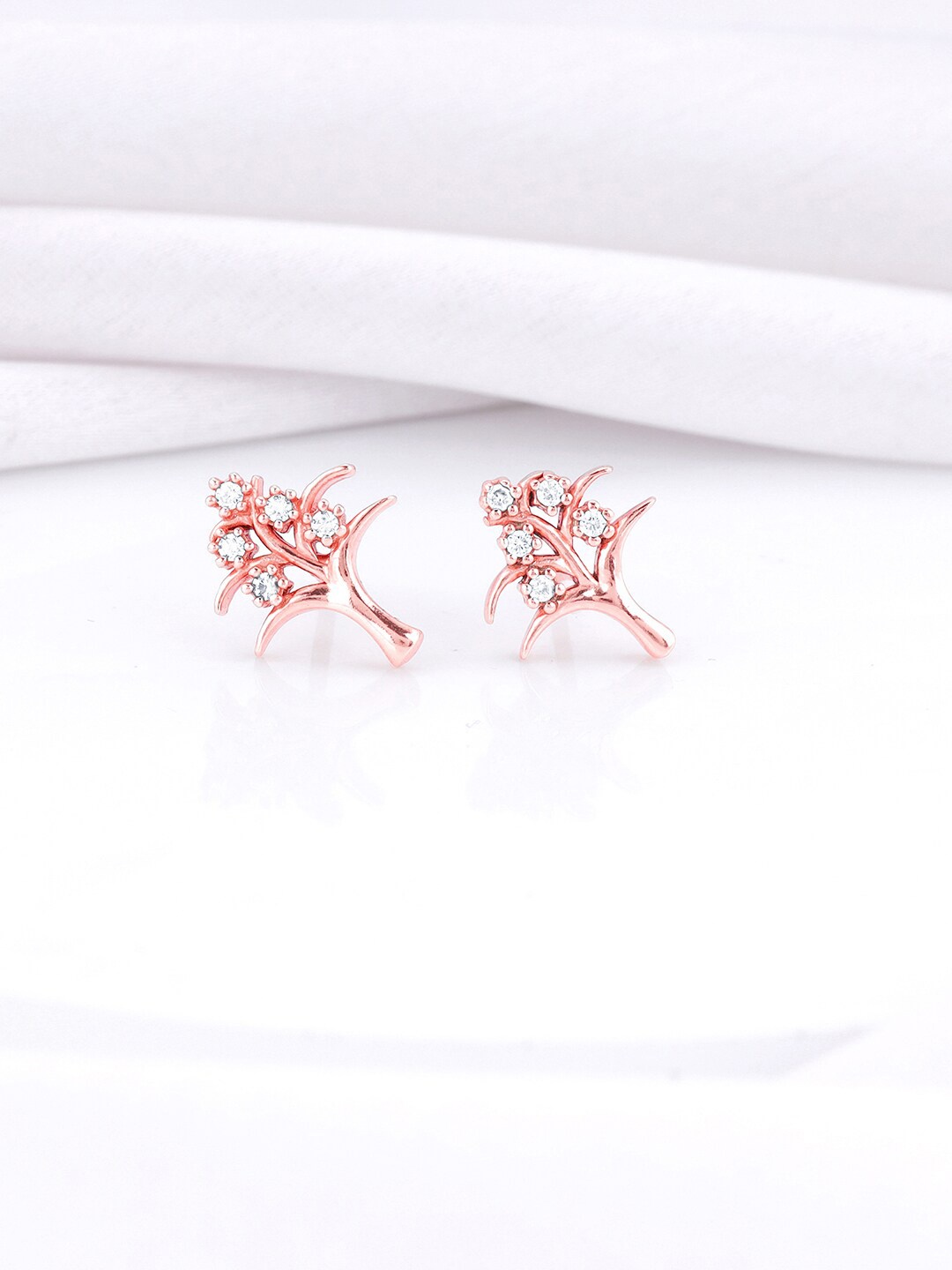 

GIVA 925 Sterling Silver Rose Gold Plated Zircon Studded Contemporary Studs Earrings