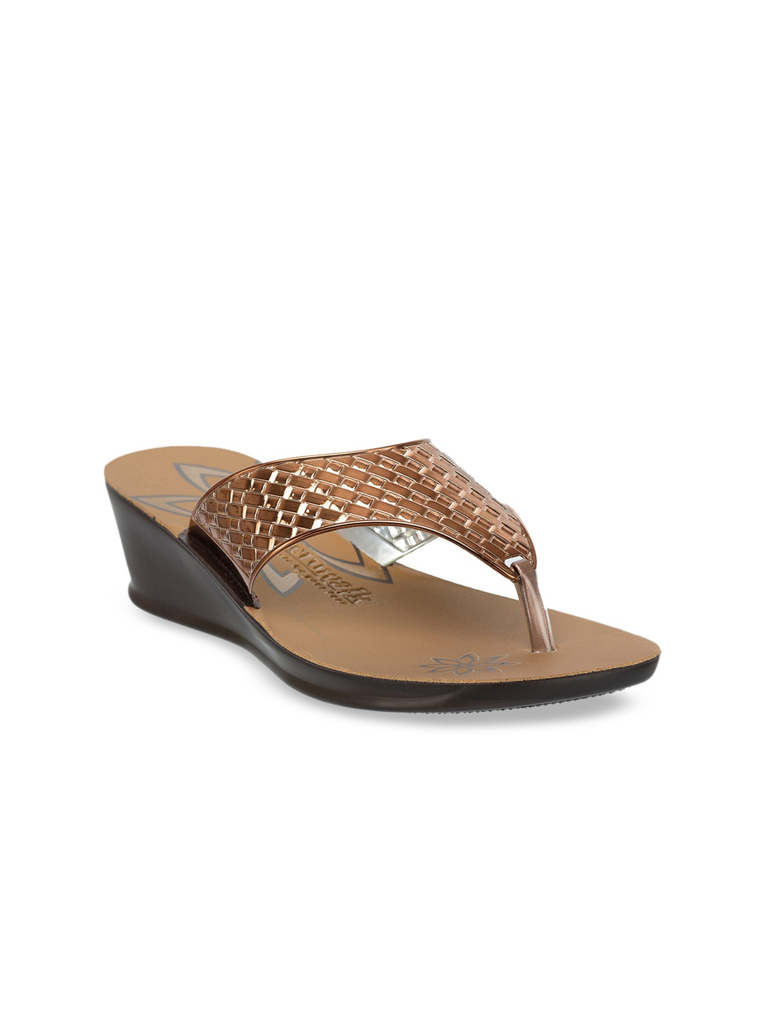

Inblu Textured Lightweight Open Toe Wedges, Copper