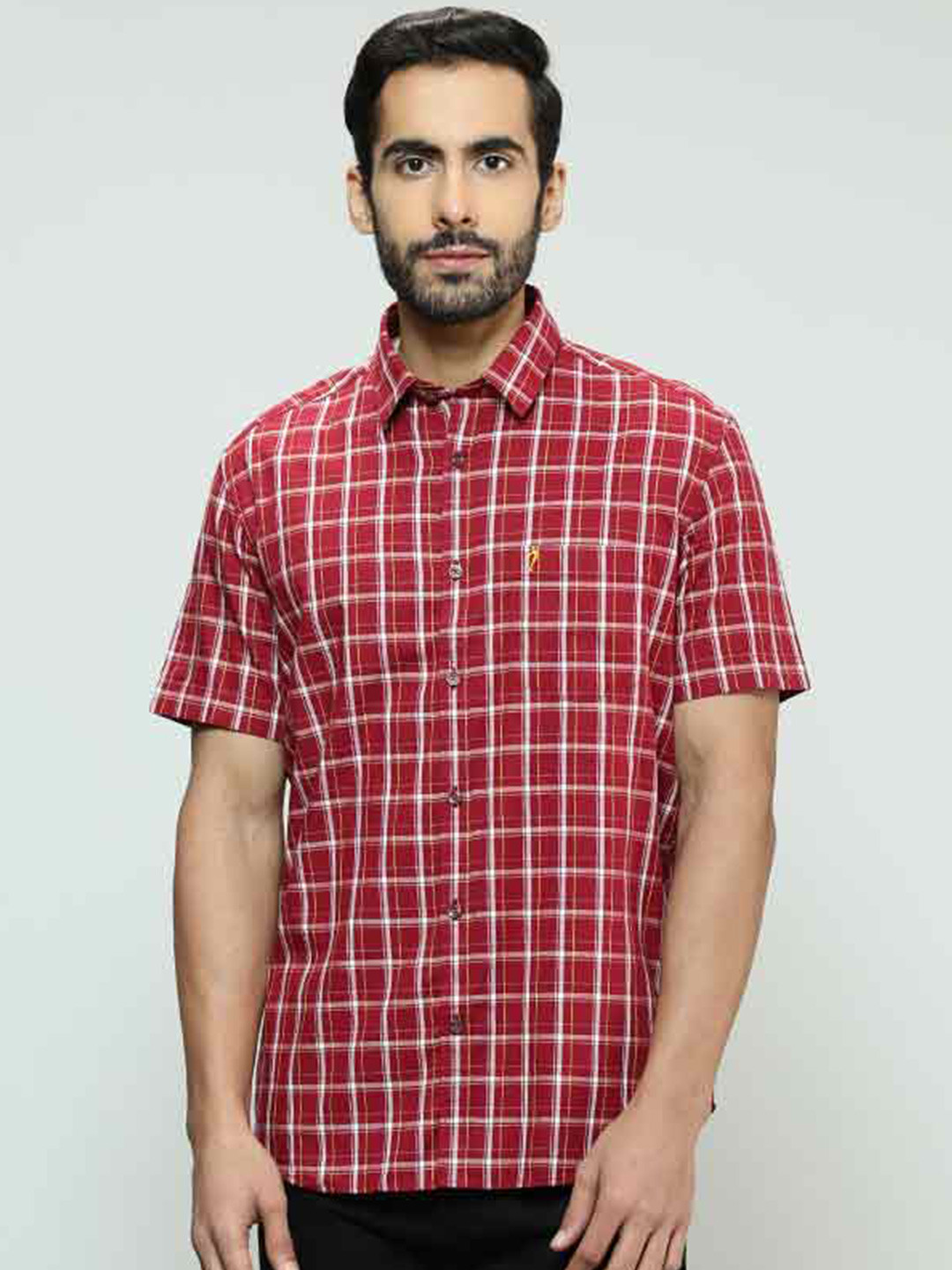 

Indian Terrain Tartan Checked Spread Collar Casual Shirt, Maroon