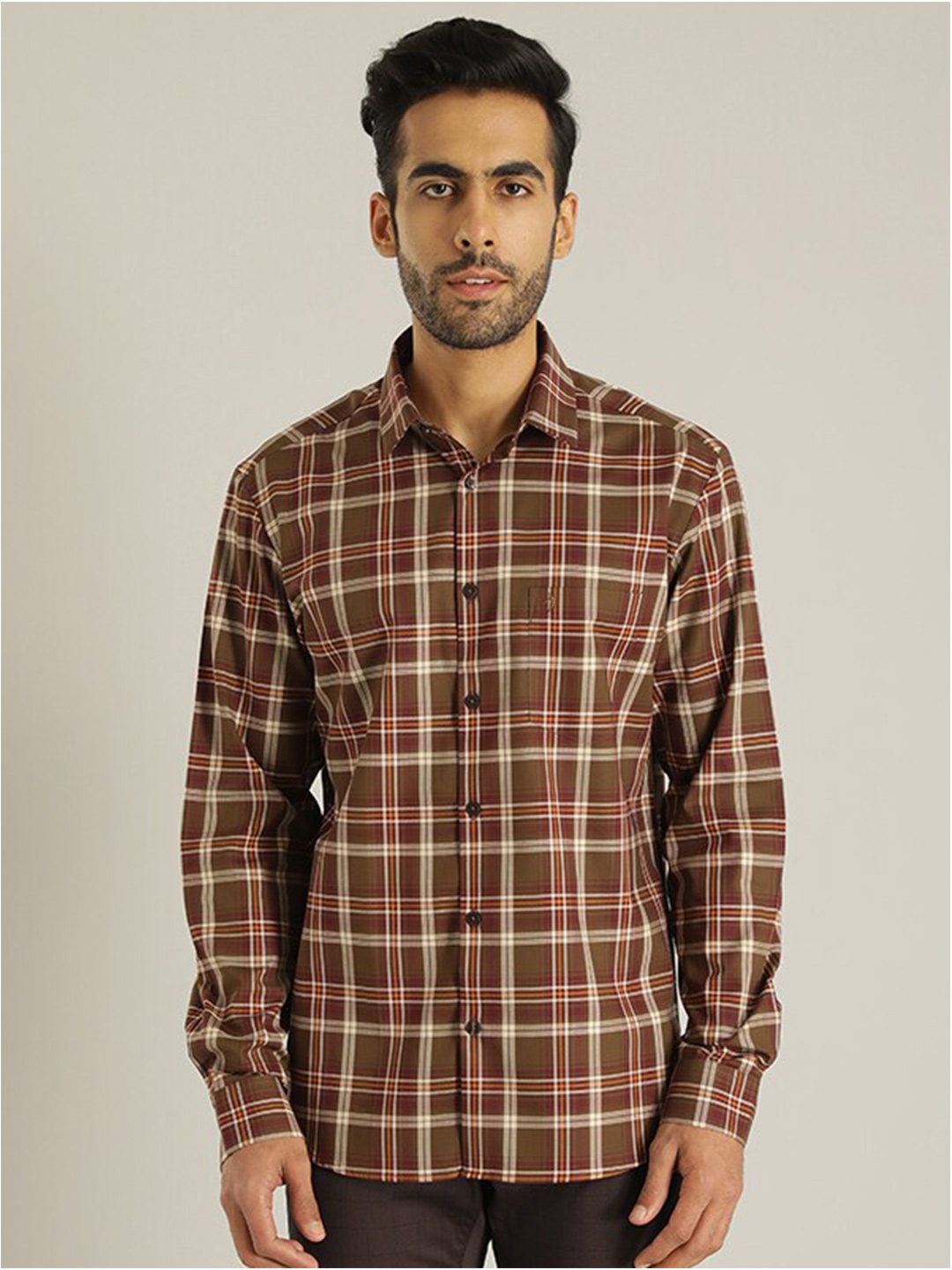 

Indian Terrain Checked Cotton Classic Casual Shirt, Maroon