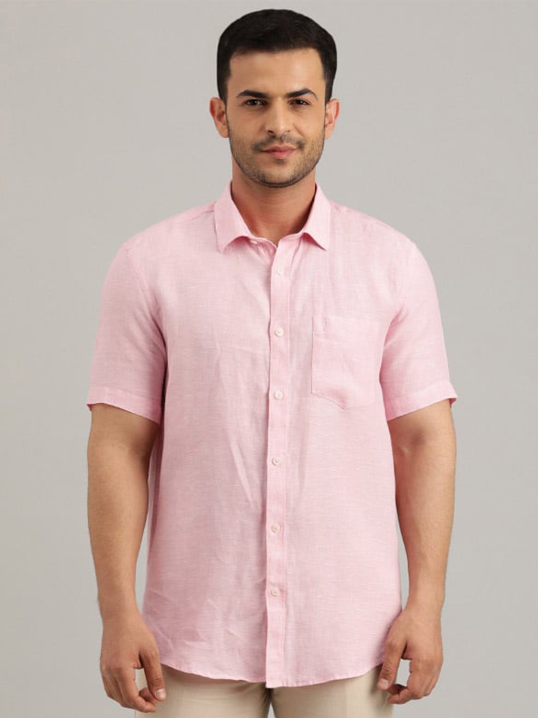 

Indian Terrain Pure Linen Casual Shirt, Pink
