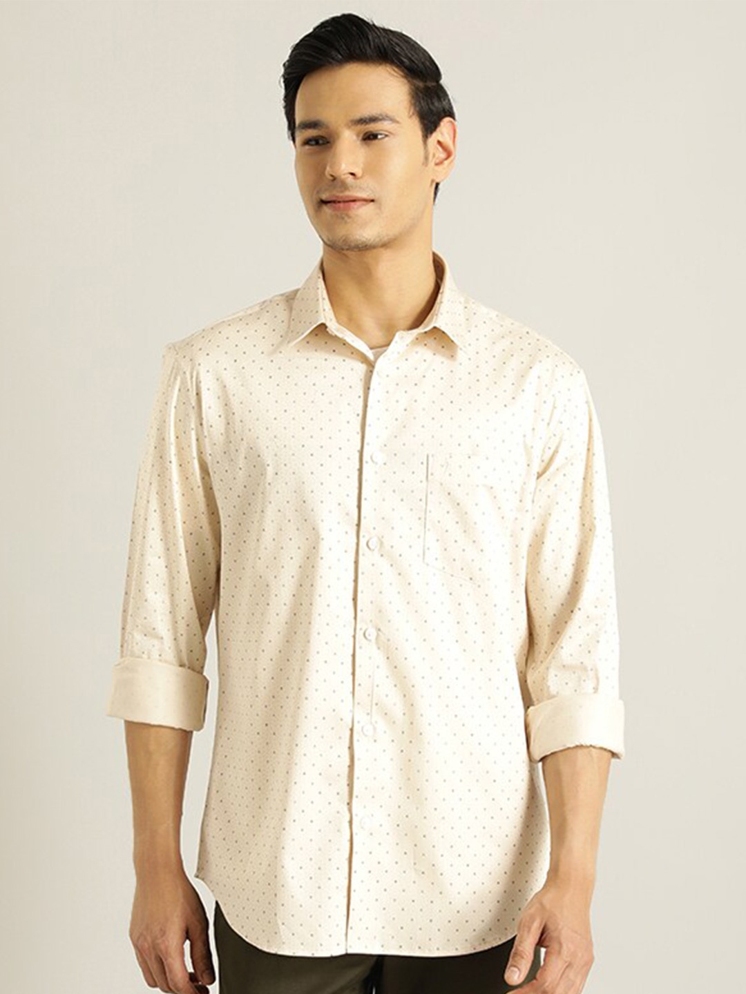 

Indian Terrain Geometric Printed Casual Shirt, White