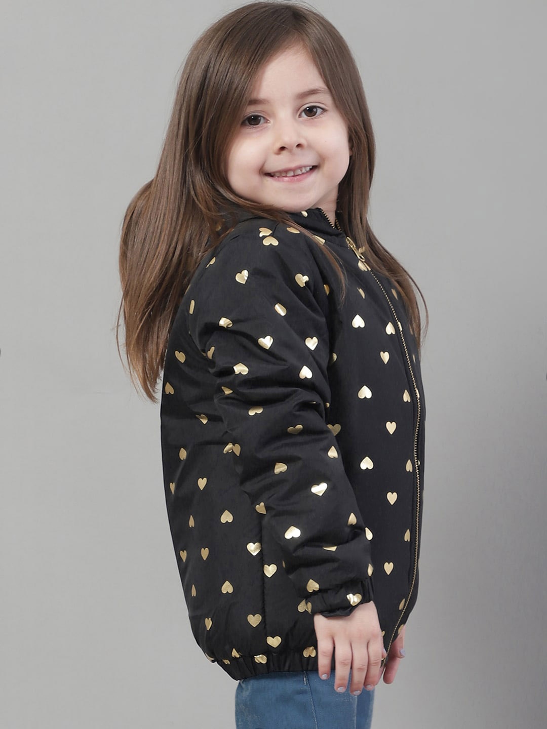 

HOUSE OF VEDAS Girls Geometric Printed Lightweight Tailored Jacket, Black