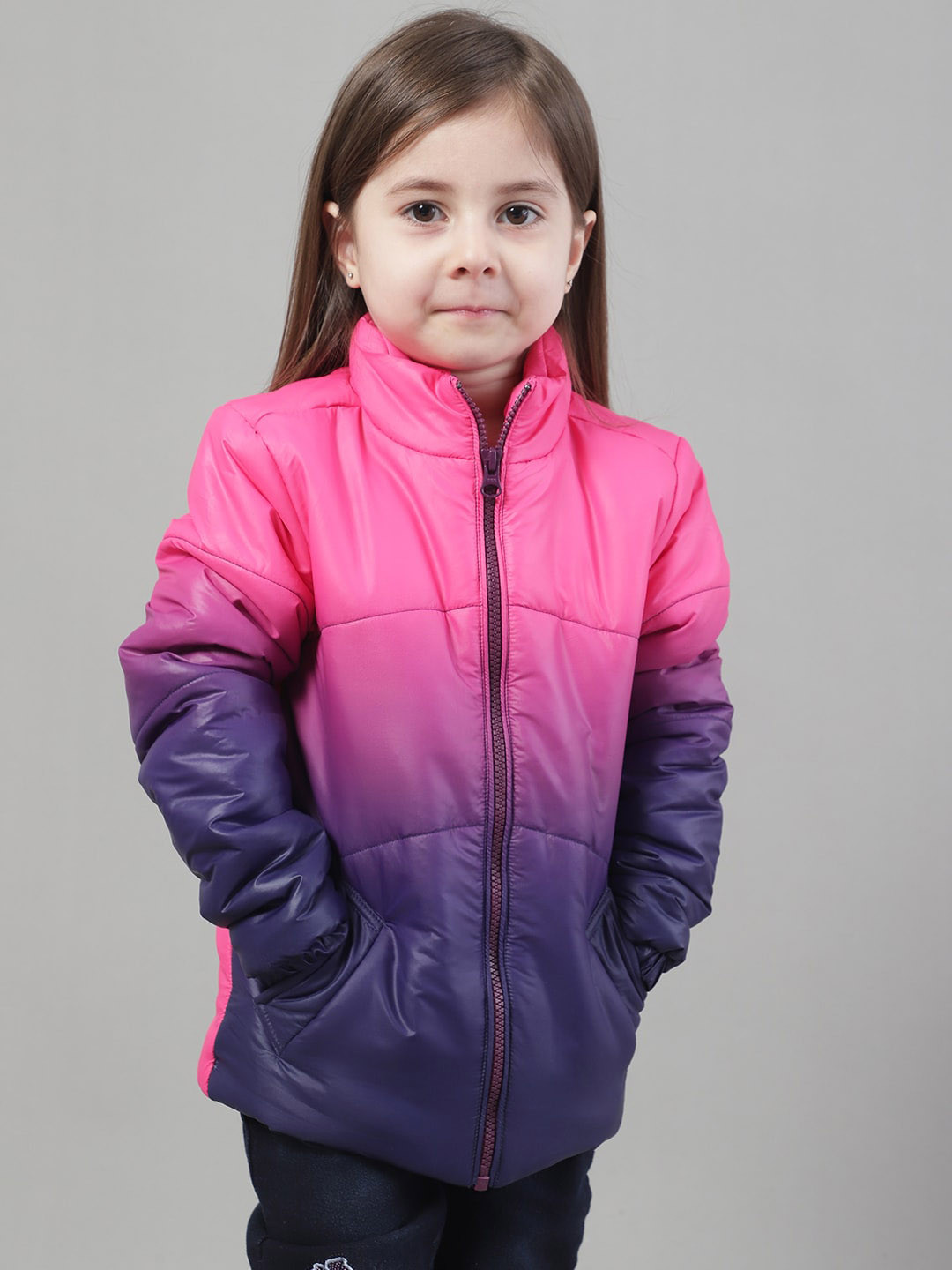 

HOUSE OF VEDAS Girls Colourblocked Lightweight Padded Jacket, Pink