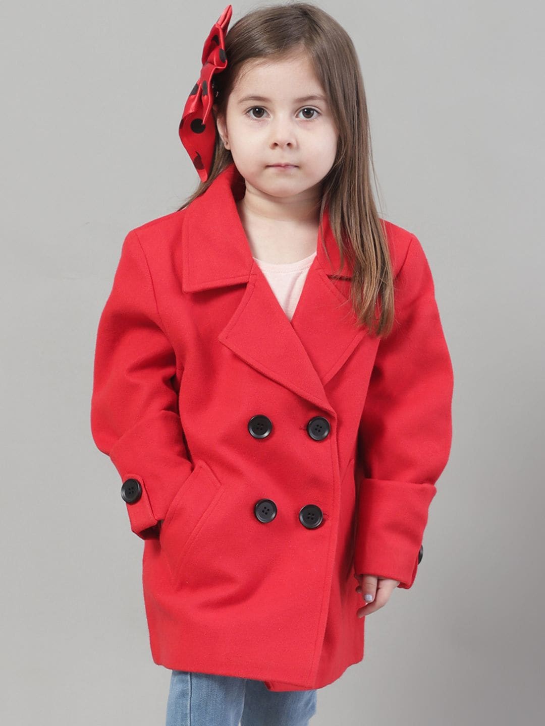 

HOUSE OF VEDAS Girls Lightweight Longline Tailored Jacket, Red
