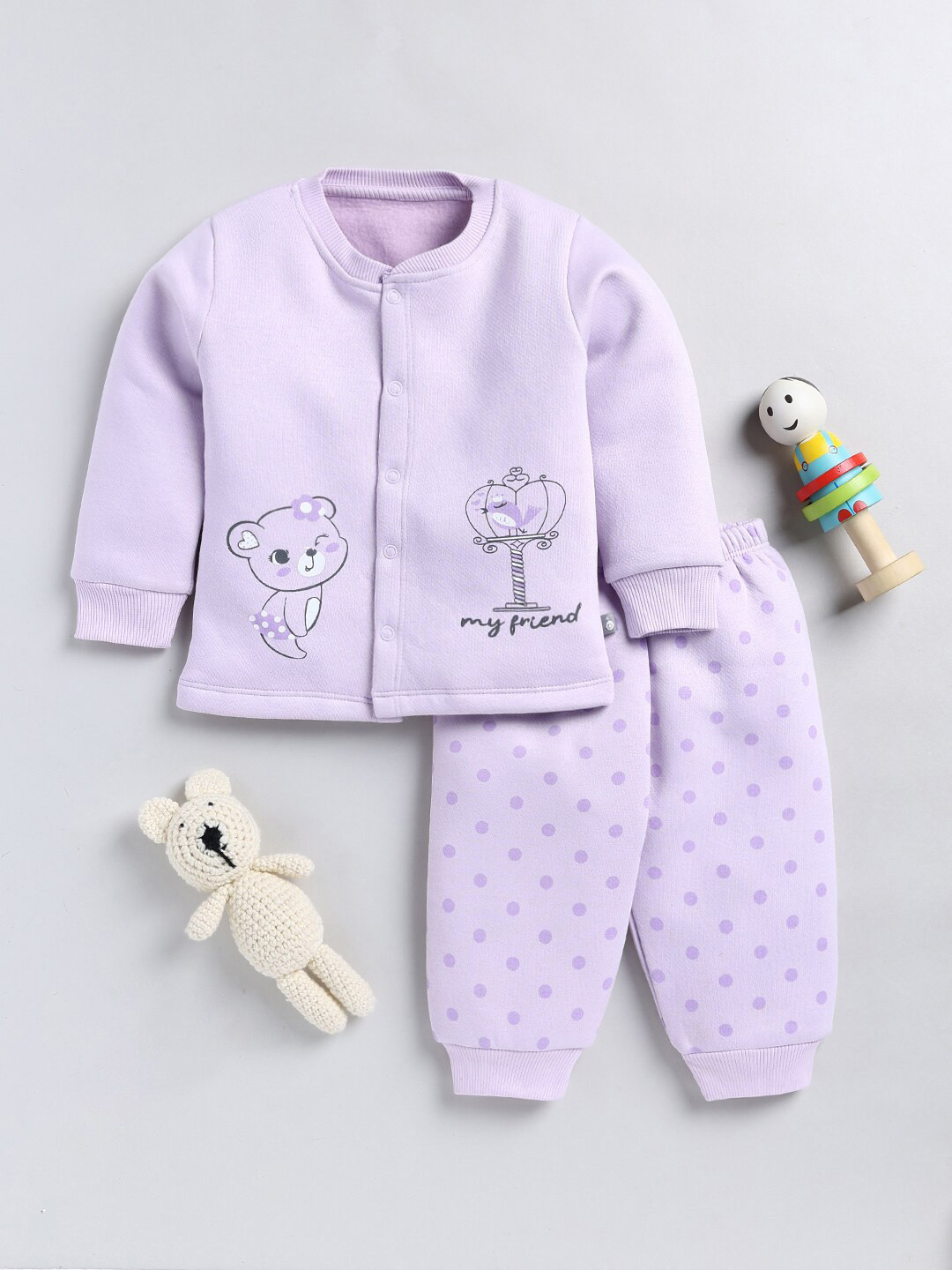 

Moms Love Infant Girls Printed Shirt With Trousers, Lavender