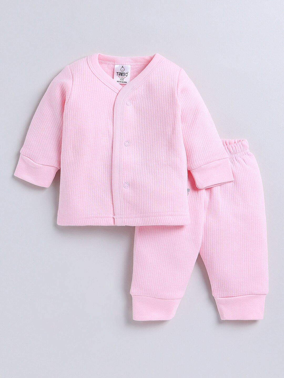 

Moms Love Infants Kids Ribbed Thermal Shirt With Pyjamas, Pink