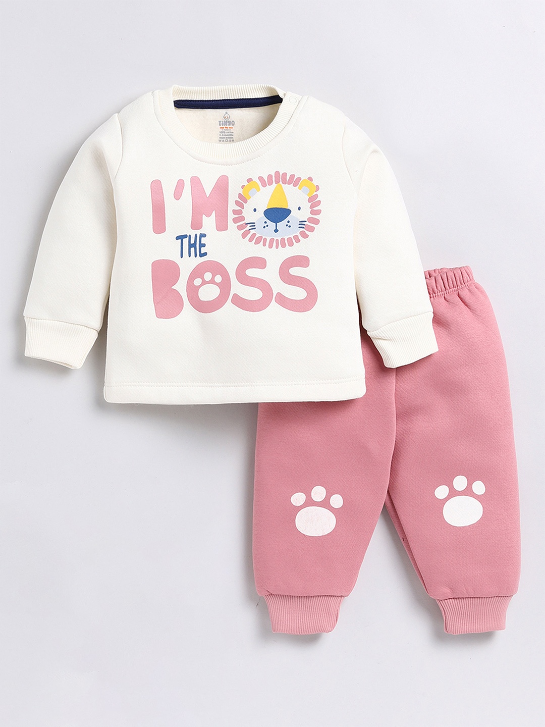 

Moms Love Infant Boys Printed T-shirt With Pyjamas, Off white