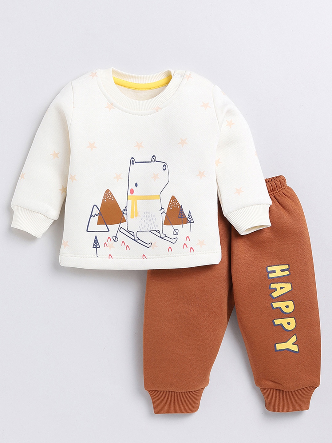 

Moms Love Boys Printed T-shirt With Pyjamas, Off white