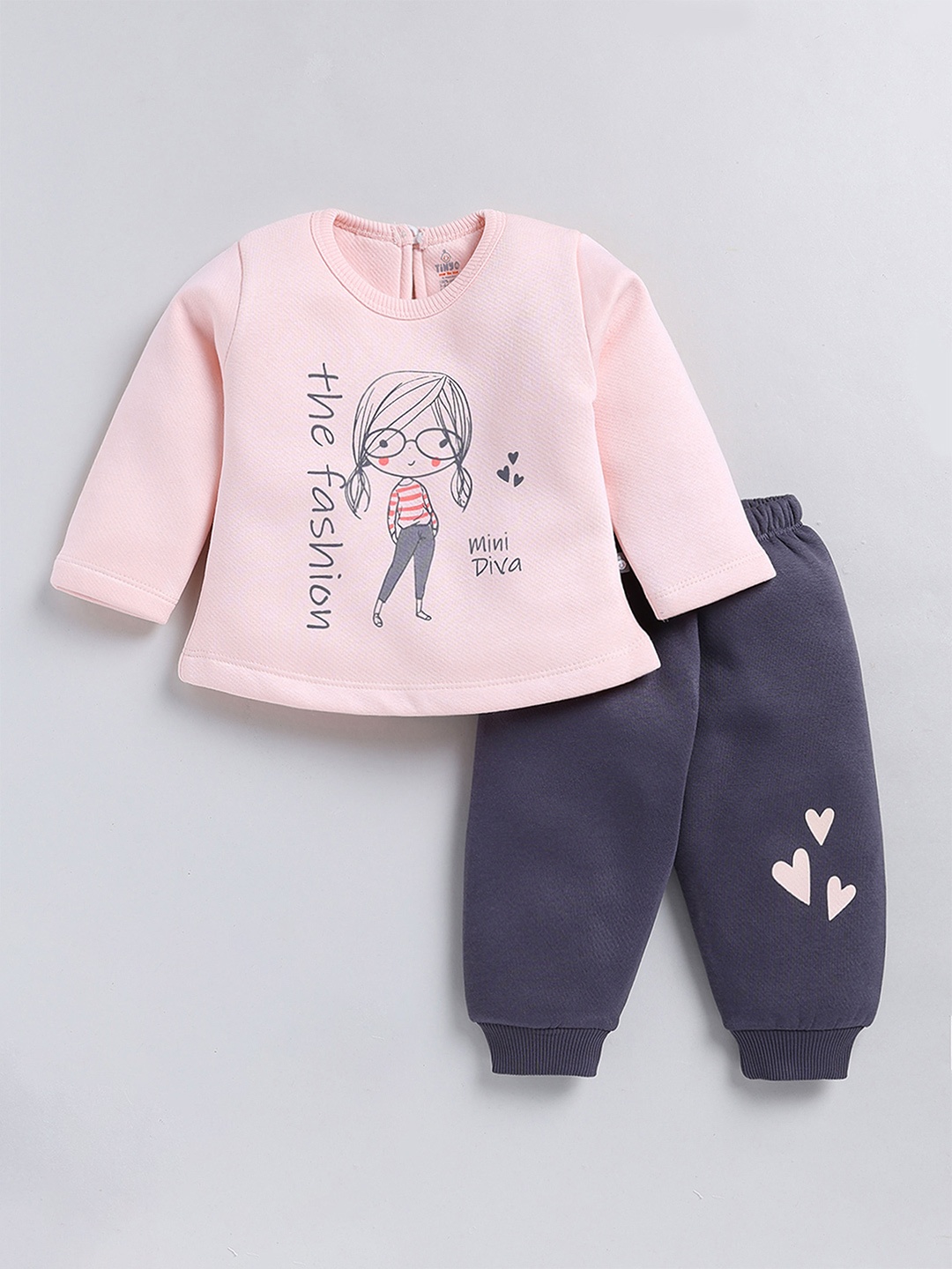 

Moms Love Infant Girls Printed T-Shirt With Trousers, Pink