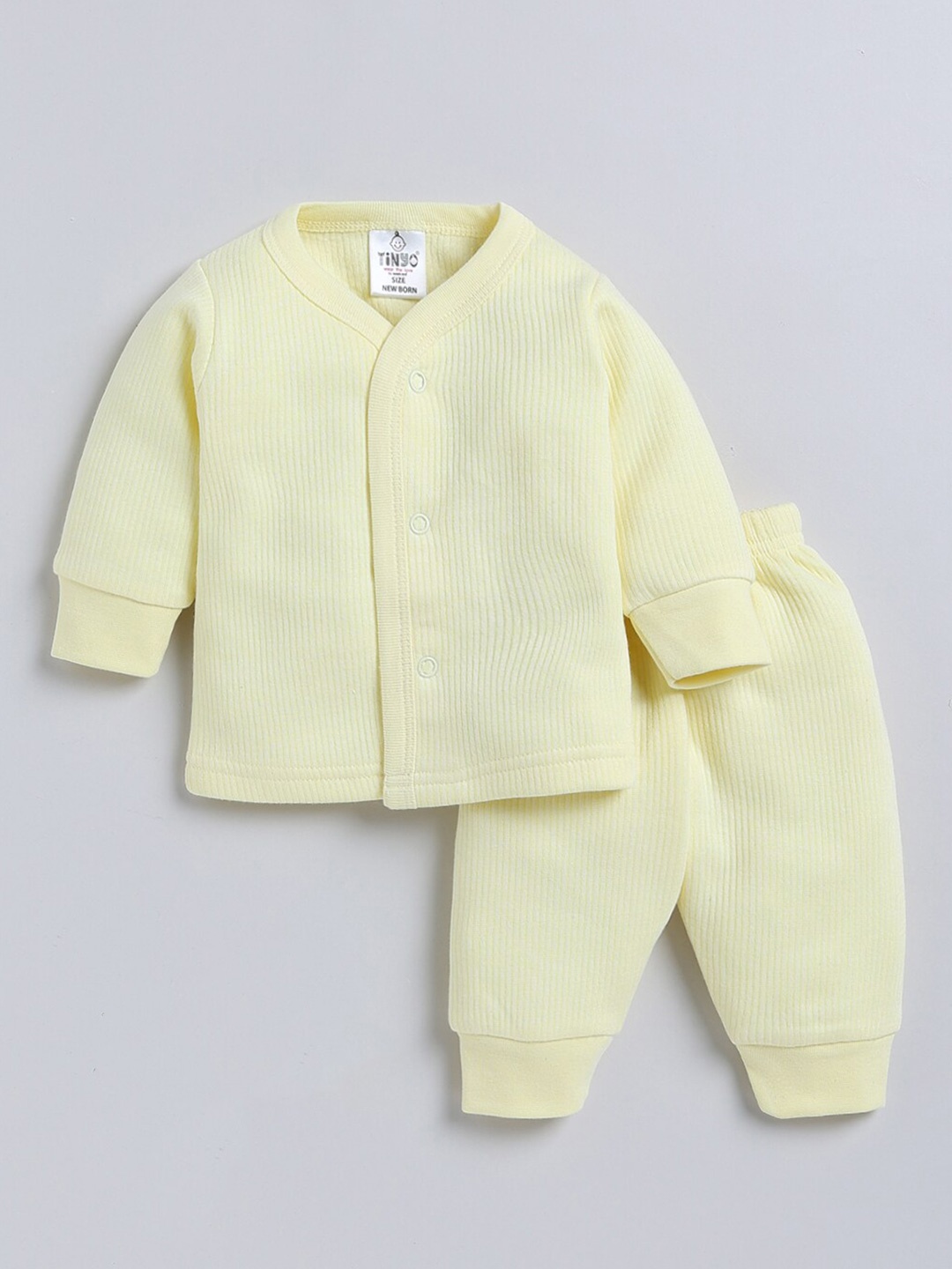 

Moms Love Infants Kids Ribbed Thermal Shirt With Pyjamas, Yellow
