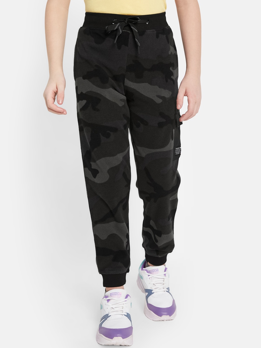 

Octave Boys Camouflage Printed Mid-Rise Fleece Joggers, Charcoal