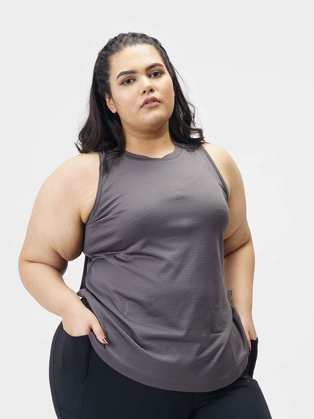 

SPIRIT ANIMAL Plus Size Sleeveless Sports Tank Top, Grey