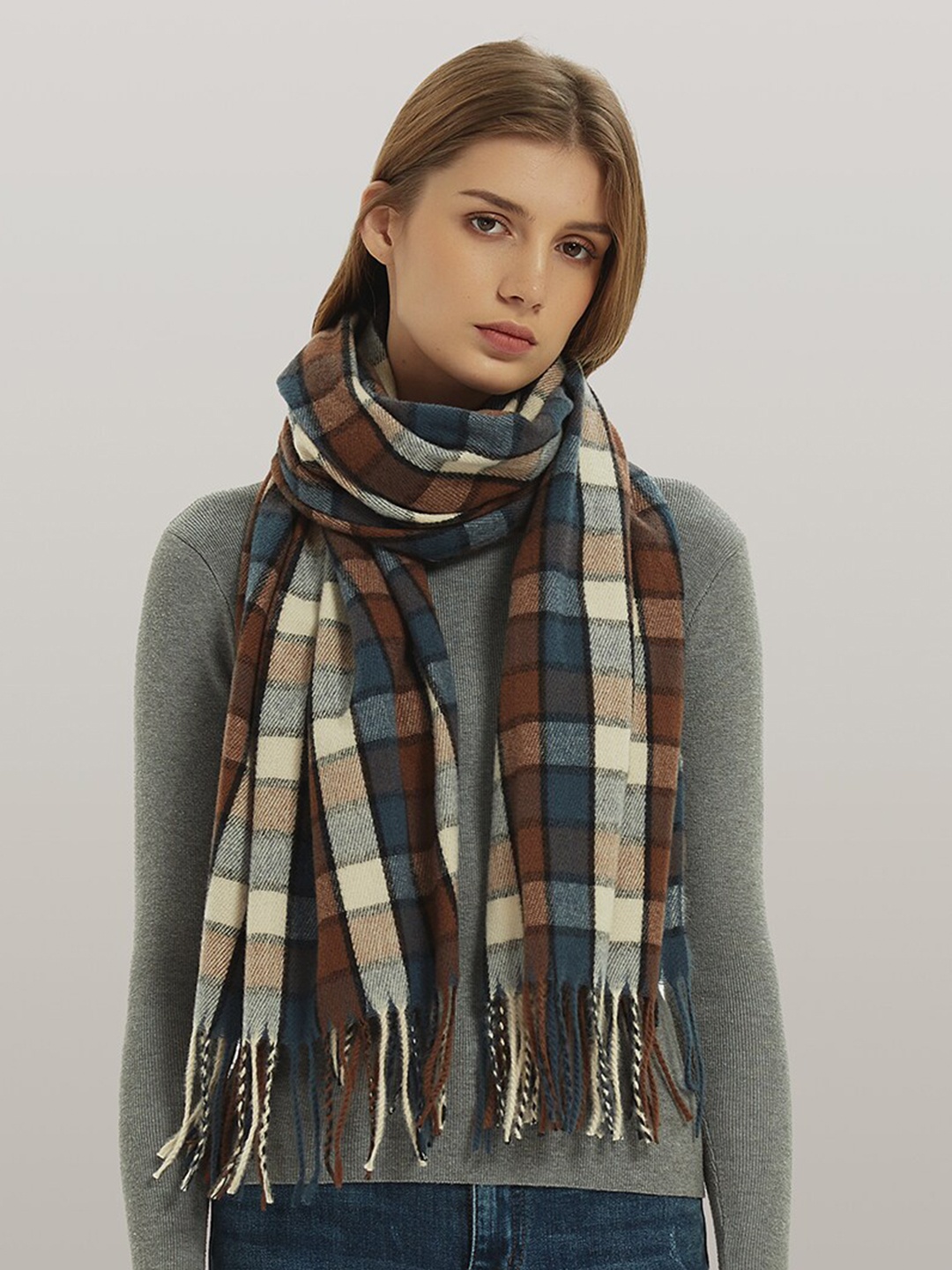 

JC Collection Checked Scarf, Blue