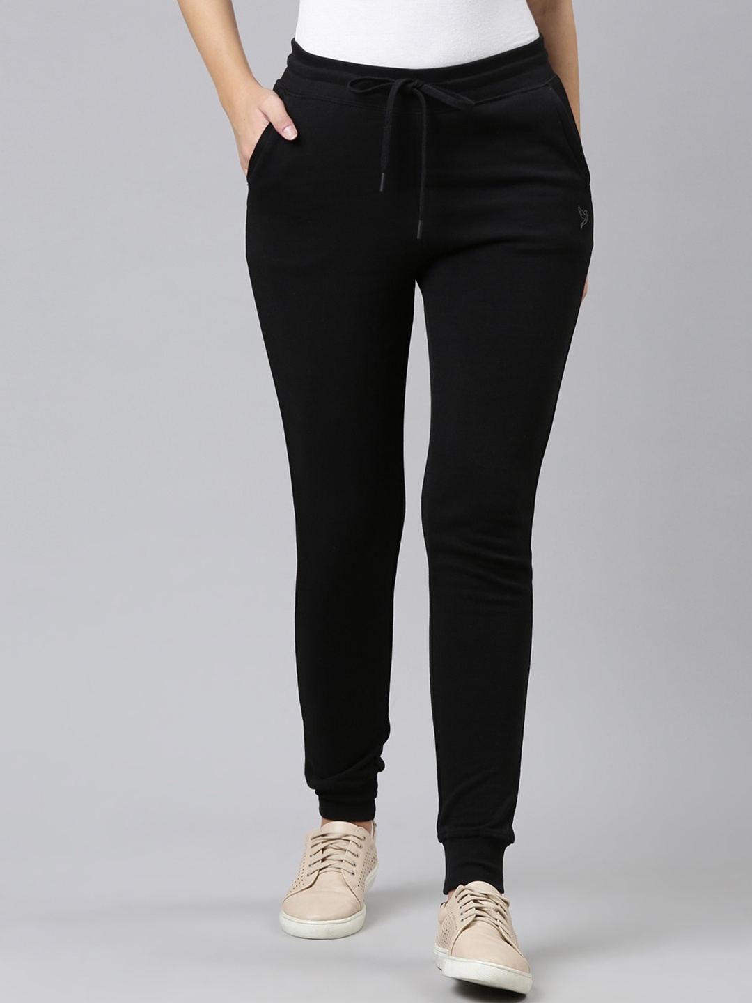 

TWIN BIRDS Women Regular Fit Pure Cotton Joggers, Black