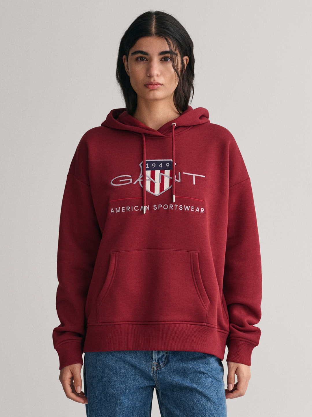 

GANT Women Red Printed Hooded Sweatshirt