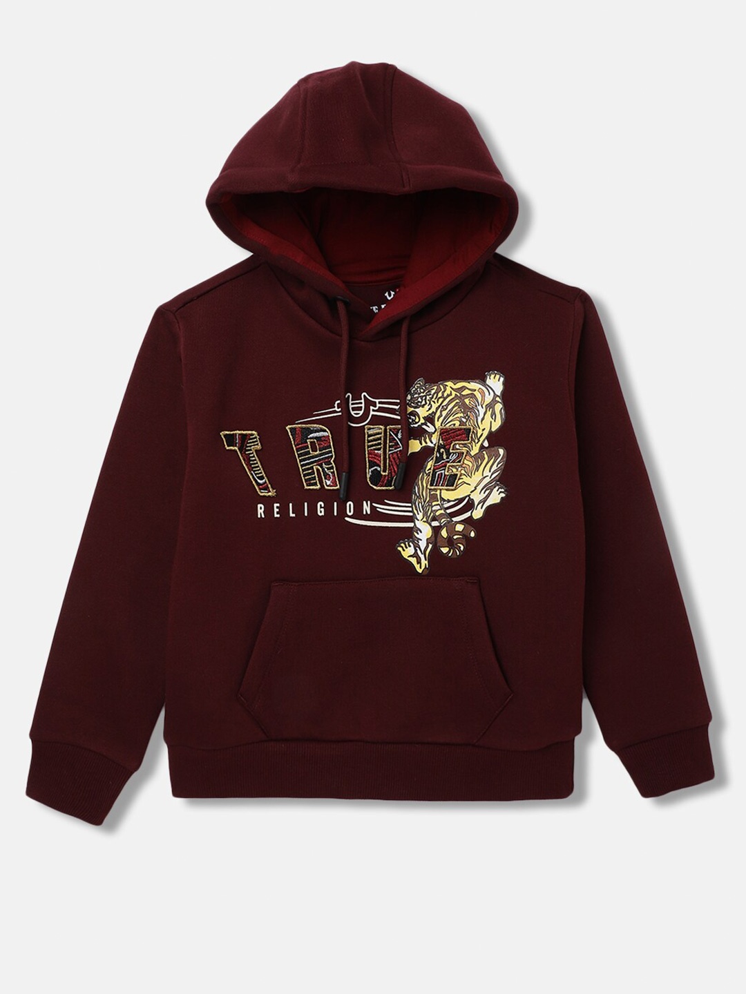 

True Religion Boys Graphic Printed Hooded Pullover Sweatshirt, Burgundy