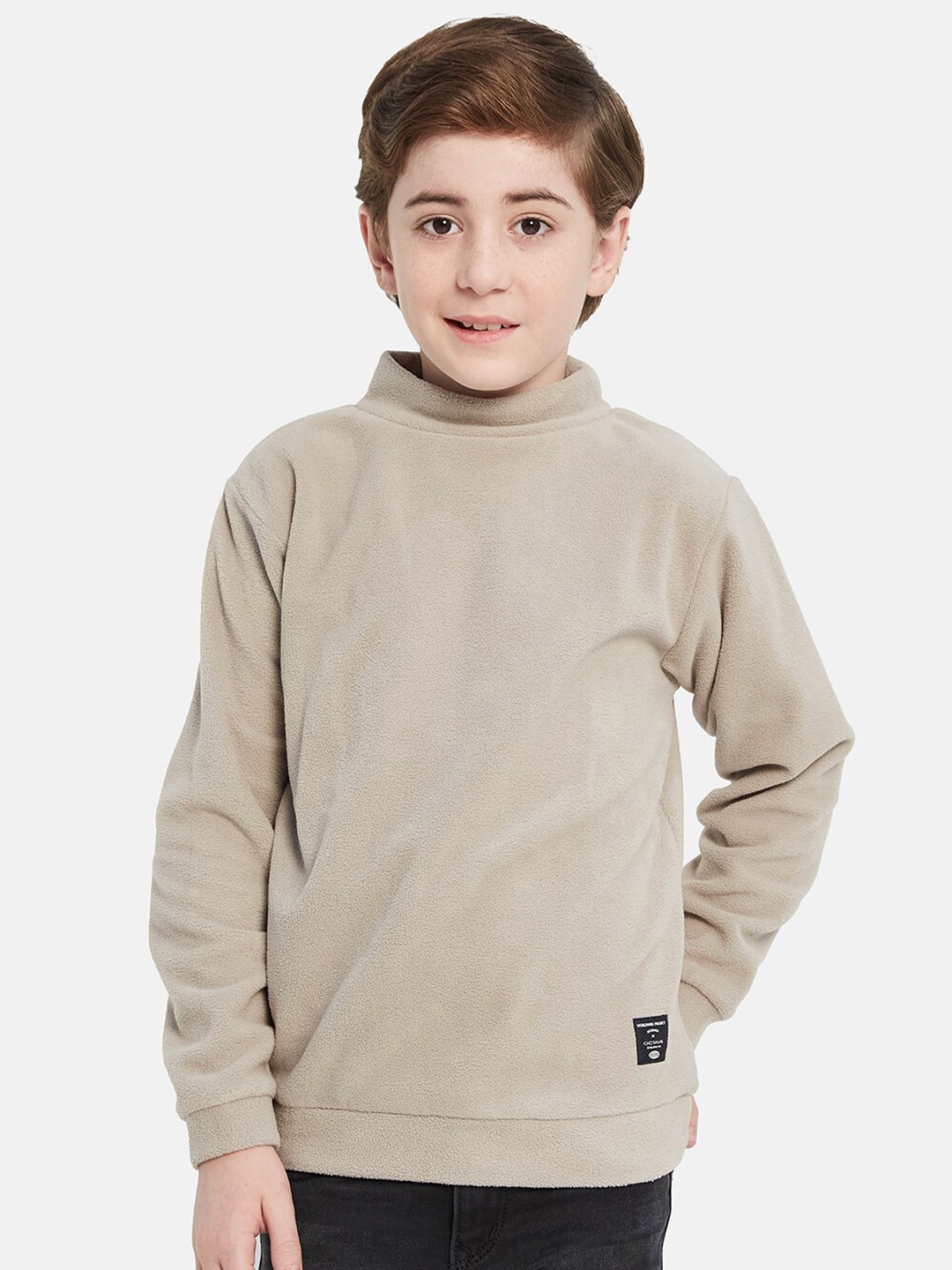 

Octave Boys Turtle Neck Long Sleeves Fleece Pullover, Beige