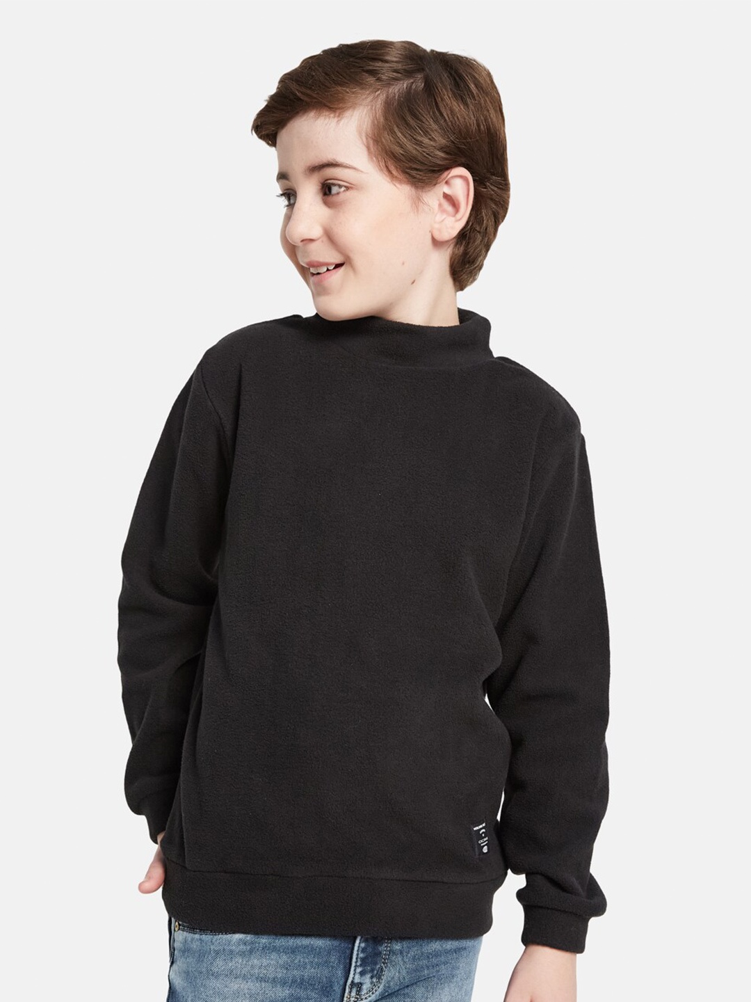 

Octave Boys High Neck Long Sleeves Fleece Sweatshirt, Black