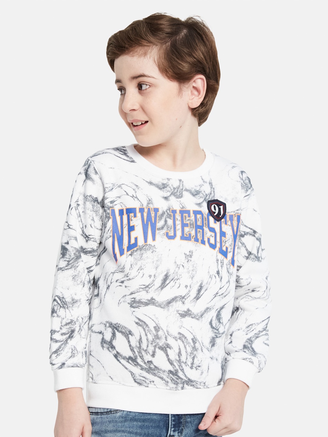 

Octave Boys Typography Printed Long Sleeves Fleece Pullover Sweatshirt, White