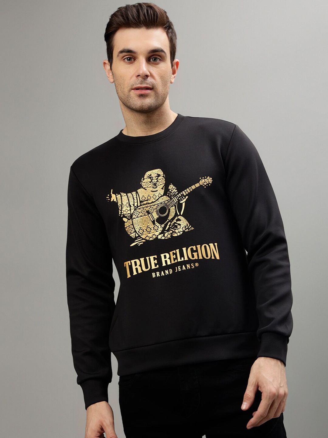 

True Religion Graphic Printed Pullover Sweatshirt, Black
