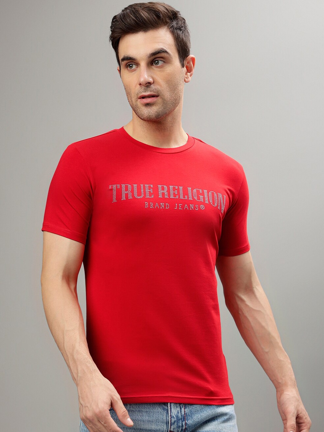 

True Religion Typography Printed Round Neck T-shirt, Red