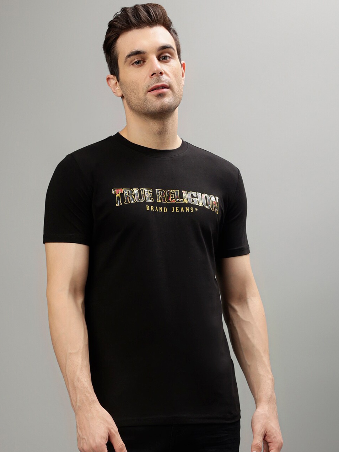 

True Religion Typography Printed Round Neck T-shirt, Black