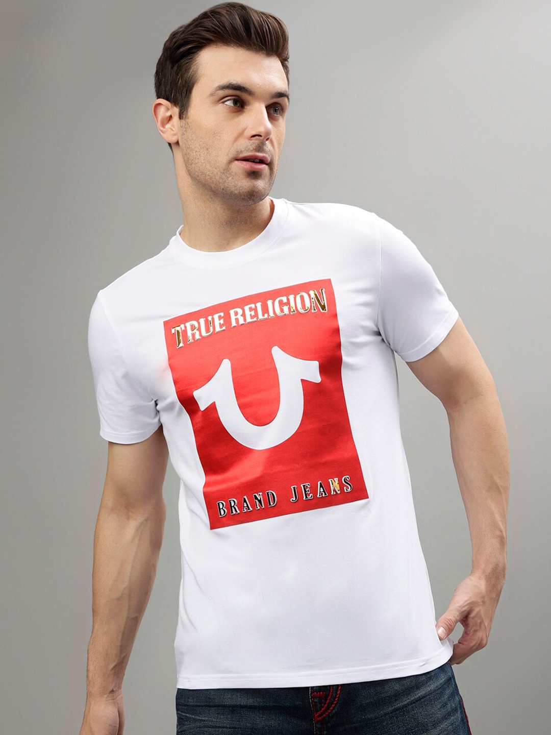 

True Religion Graphic Printed Round Neck T-shirt, Red