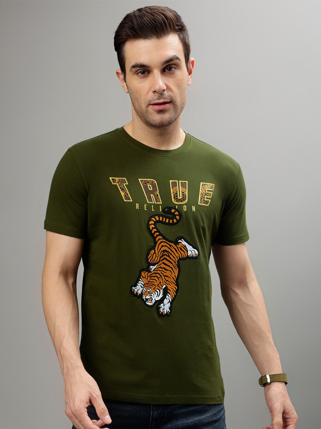 

True Religion Graphic Printed Cotton T-shirt, Green