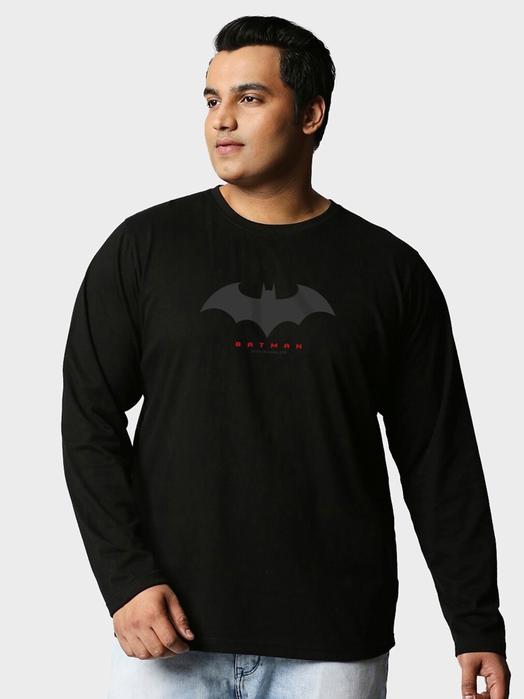 

Bewakoof Plus Batman Printed Cotton T-shirt, Black