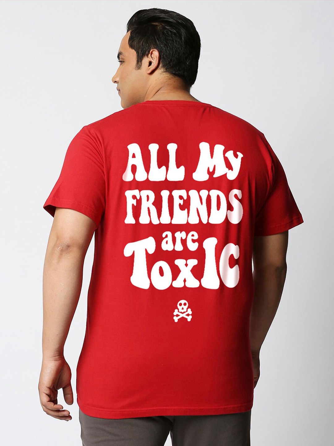 

Bewakoof Plus Typography Printed Cotton Oversized T-Shirt, Red