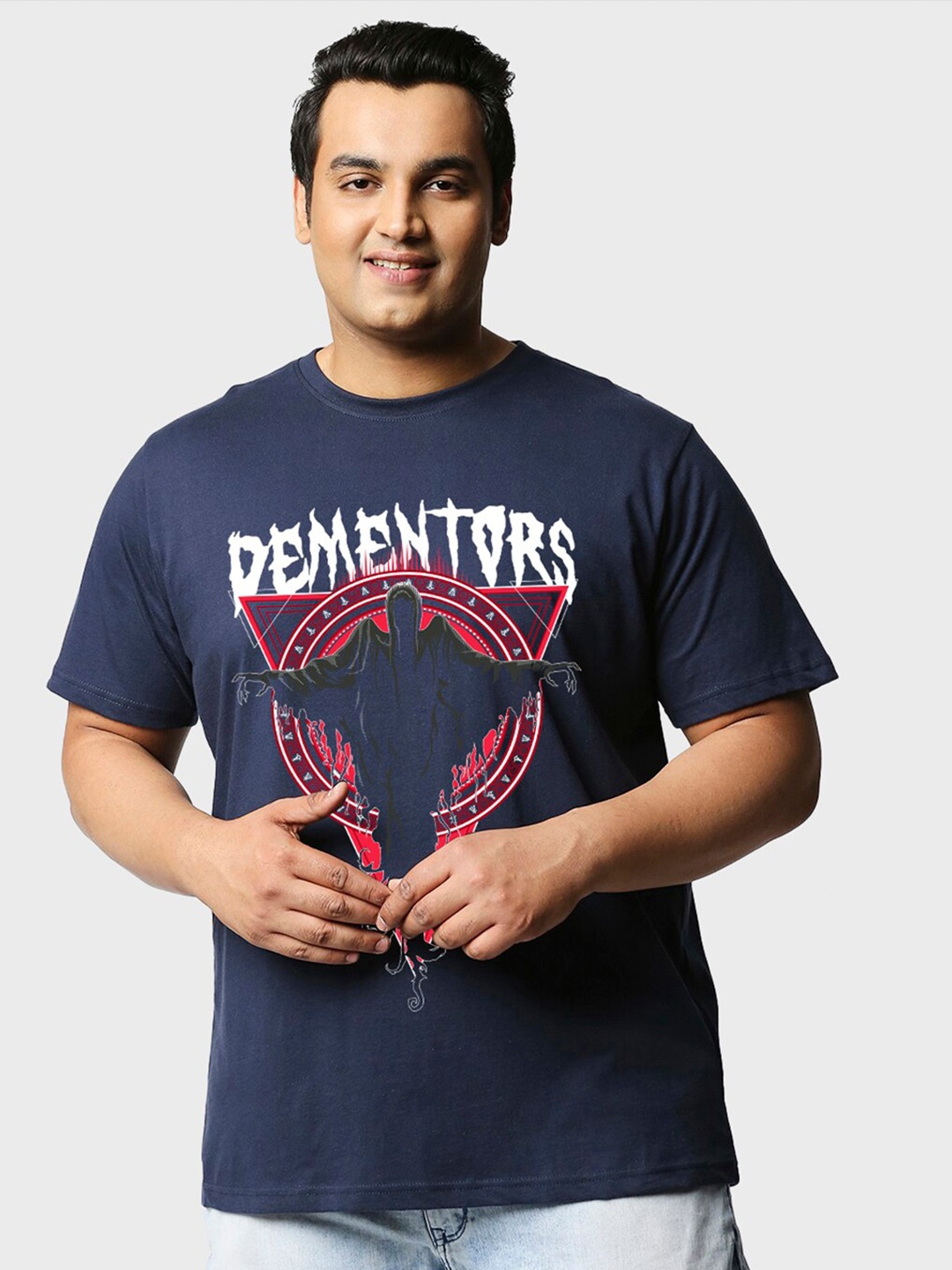 Bewakoof Plus Harry Potter Printed Cotton T-shirt, Blue
