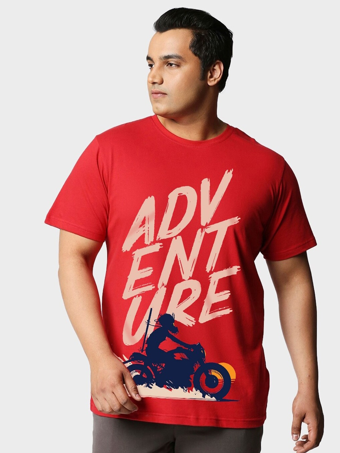 

Bewakoof Plus Plus Size Typography Printed Cotton Oversized T-shirt, Red