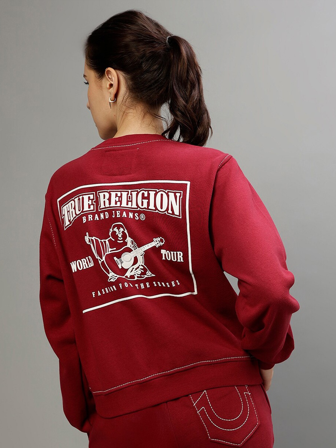 

True Religion Graphic Printed Pullover Sweatshirt, Red