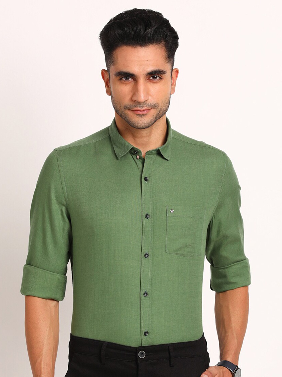 

Turtle Relaxed Slim Fit Formal Shirt, Green