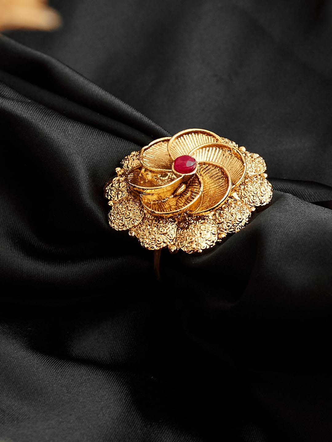 

ATIBELLE Gold-Plated Stone-Studded Finger Ring