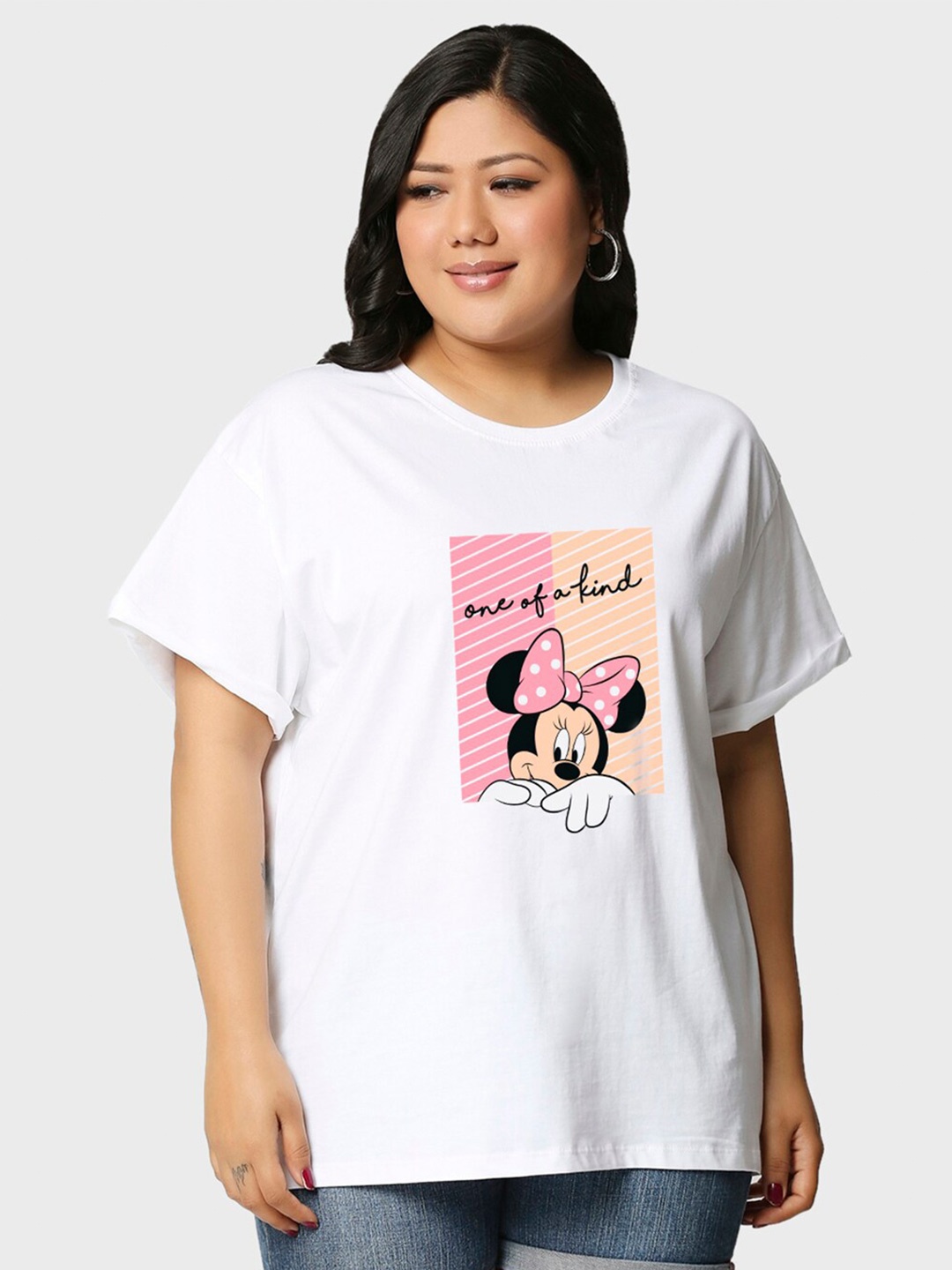 

Bewakoof Plus Minnie Mouse Printed Cotton T-shirt, White