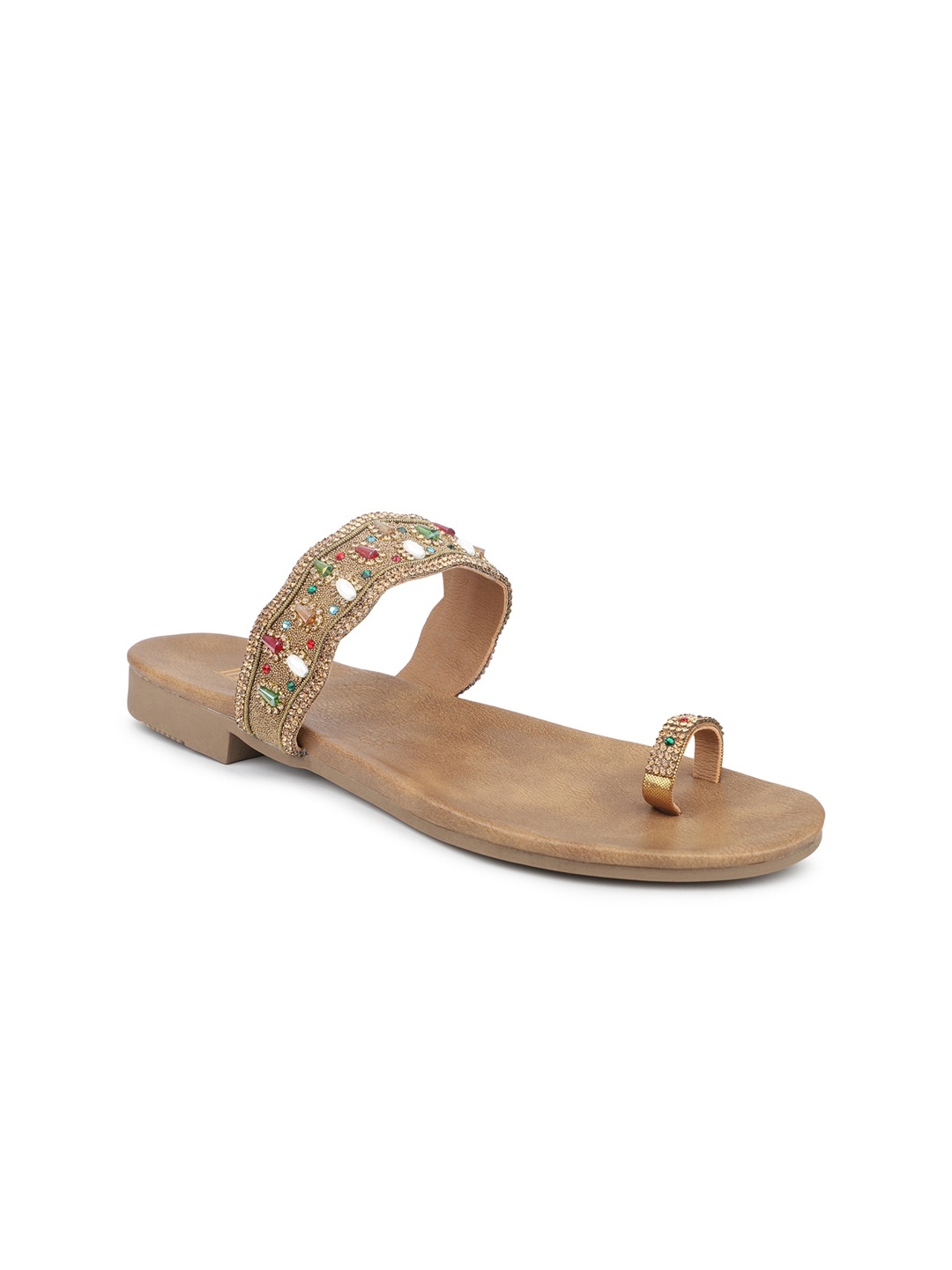 

Inc 5 Embellished Ethnic One Toe Flats, Gold